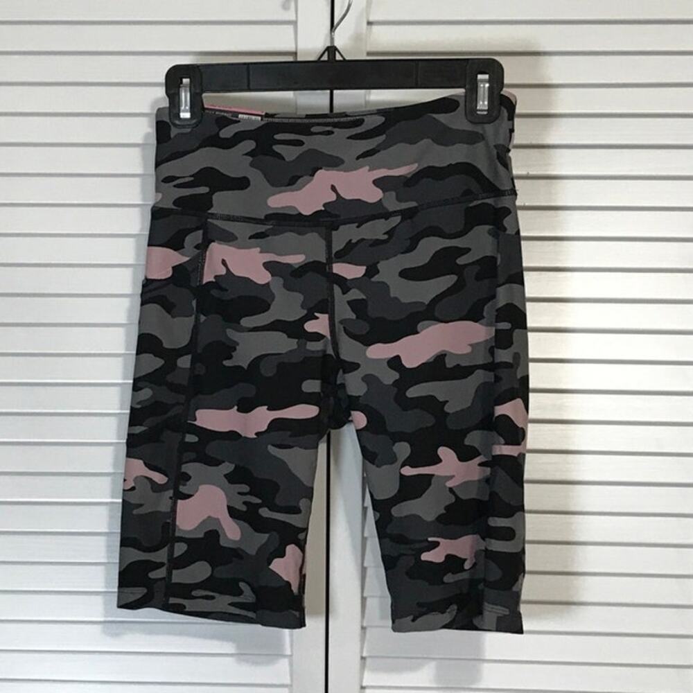 NWT Calvin Klein Y2K Retro High Waist Camo Print Performance Bike Shorts Women S